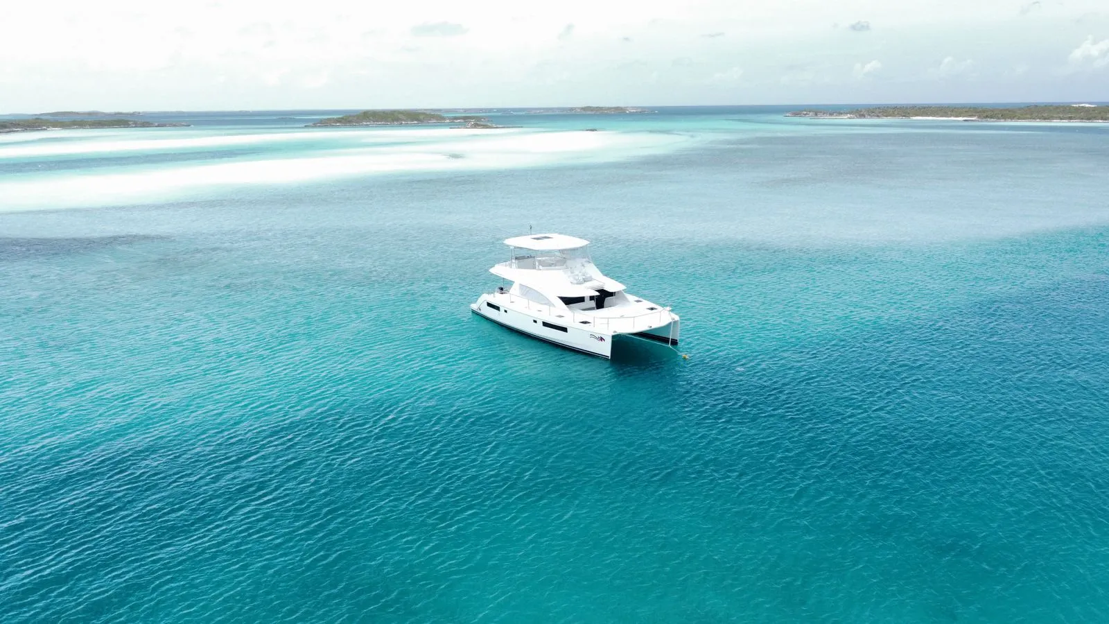 Serenity, a 55-foot power catamaran, on the water off Miami