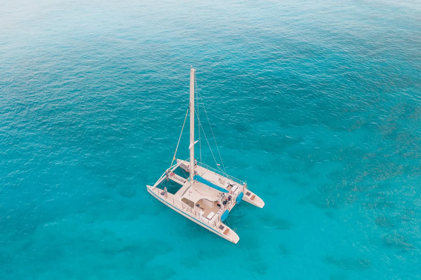 Mar Azul, a 48-foot sailing catamaran, on the water off Miami